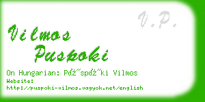 vilmos puspoki business card